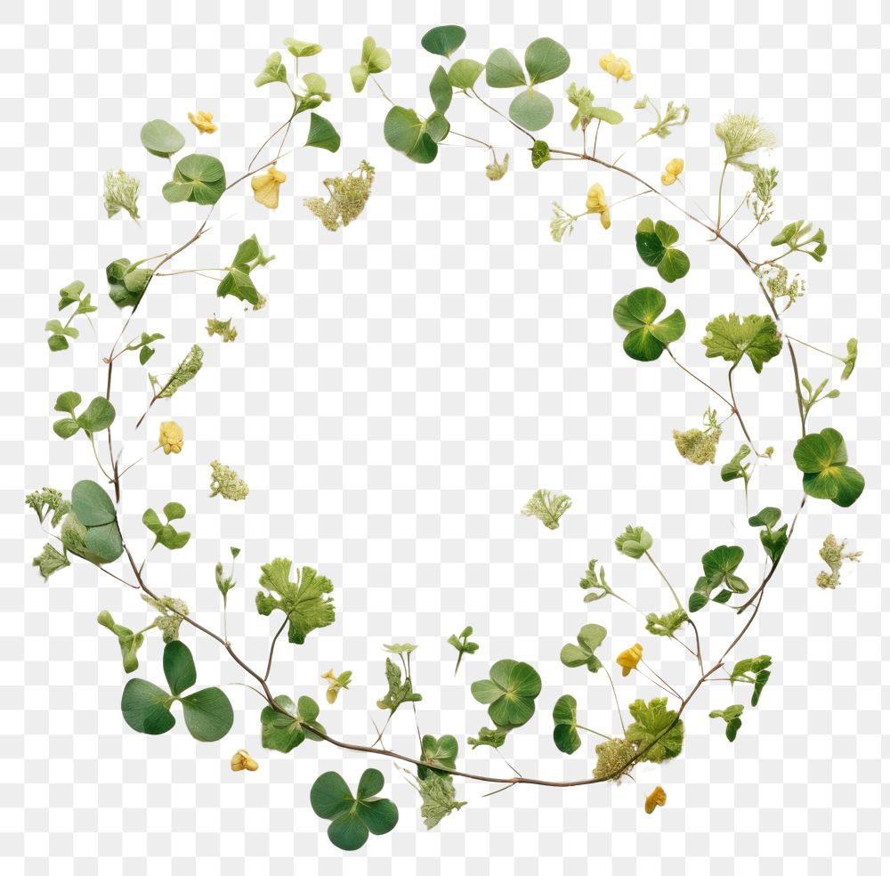 PNG Real pressed clovers flower jewelry circle. AI generated Image by rawpixel.