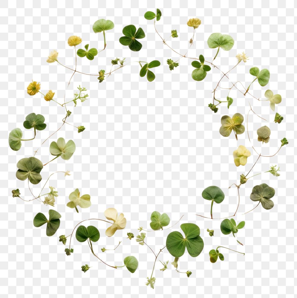 PNG Real pressed clovers flower circle plant. AI generated Image by rawpixel.