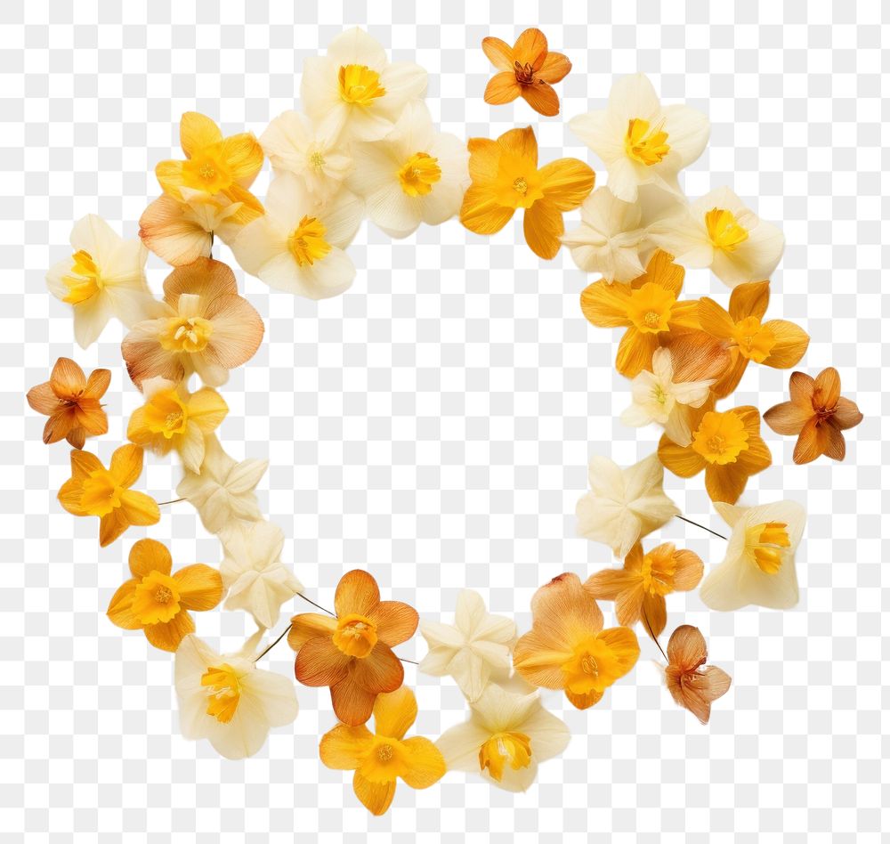 PNG Real pressed daffodil flowers petal food accessories. AI generated Image by rawpixel.