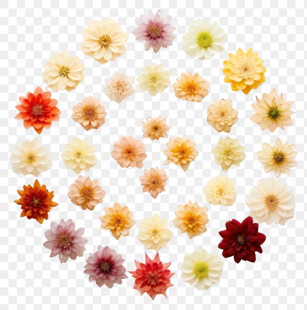 PNG Real pressed dahlia flowers circle shape petal. AI generated Image by rawpixel.