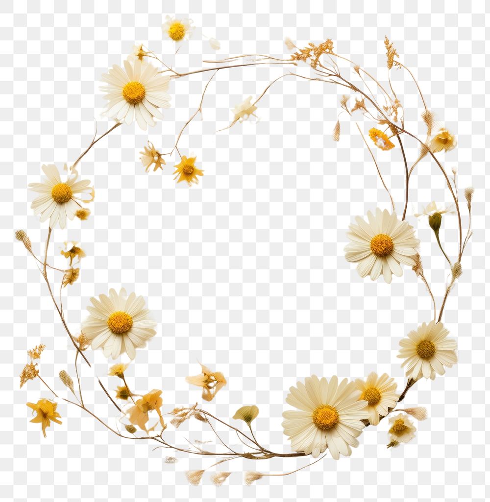 PNG Real Pressed Daisy Flowers flower daisy wreath. AI generated Image by rawpixel.