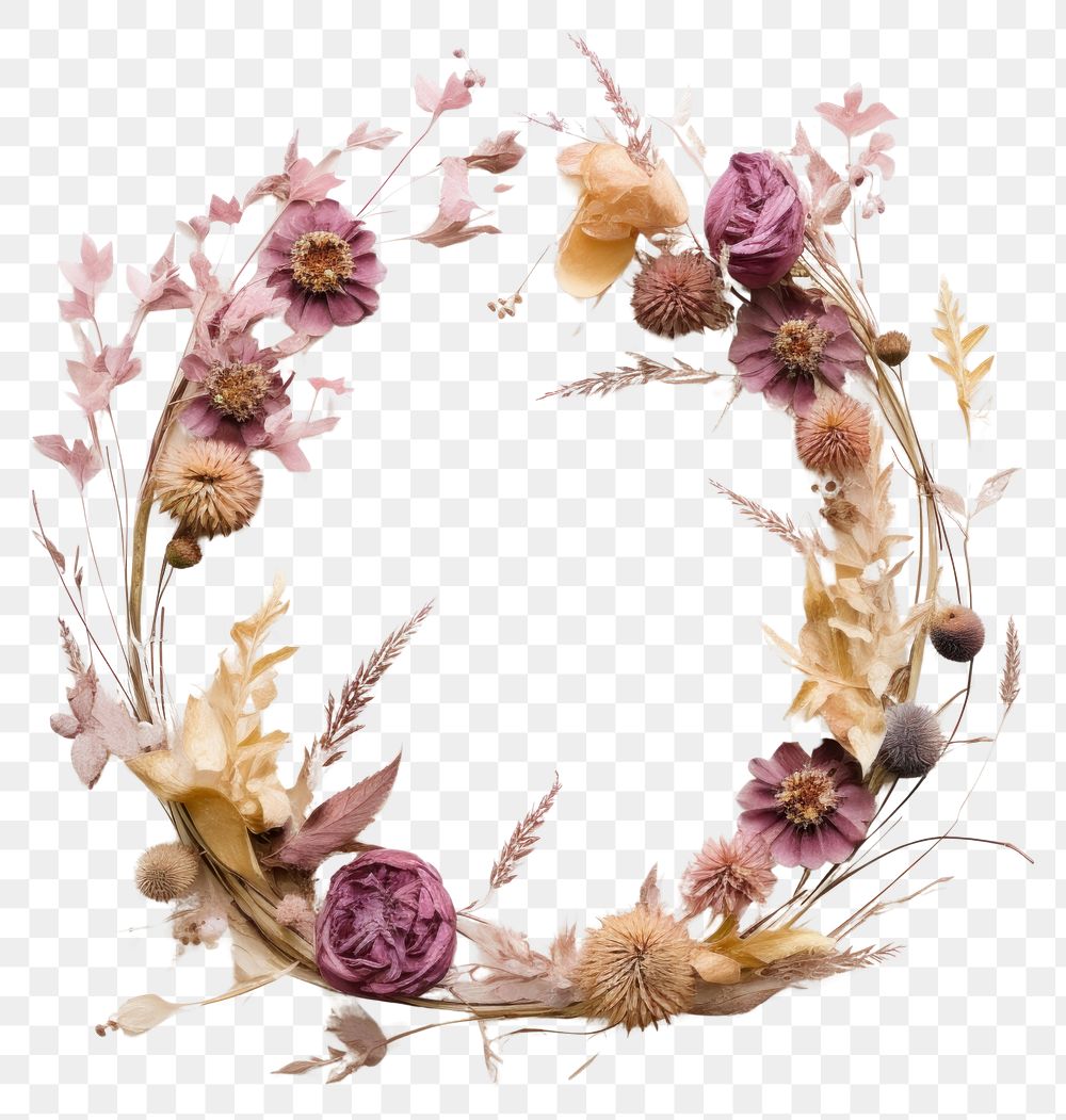 PNG Real Pressed Flowers flower wreath plant. AI generated Image by rawpixel.