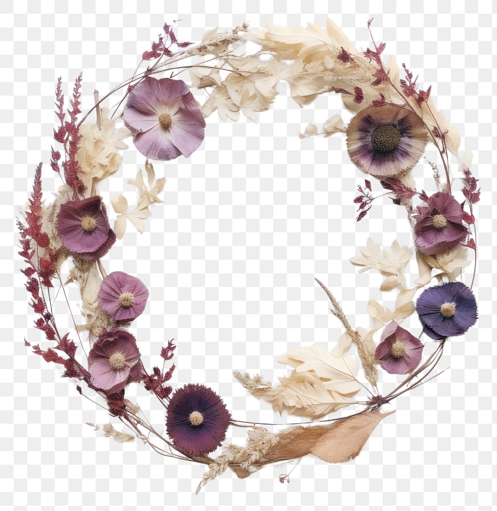 PNG Real Pressed Flowers wreath flower jewelry. AI generated Image by rawpixel.