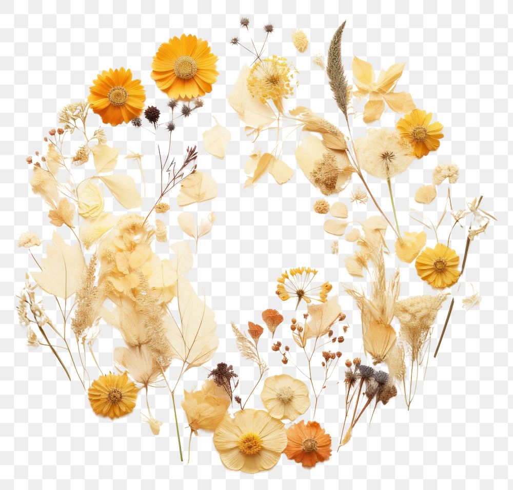 PNG Real pressed flowers pattern circle wreath. AI generated Image by rawpixel.