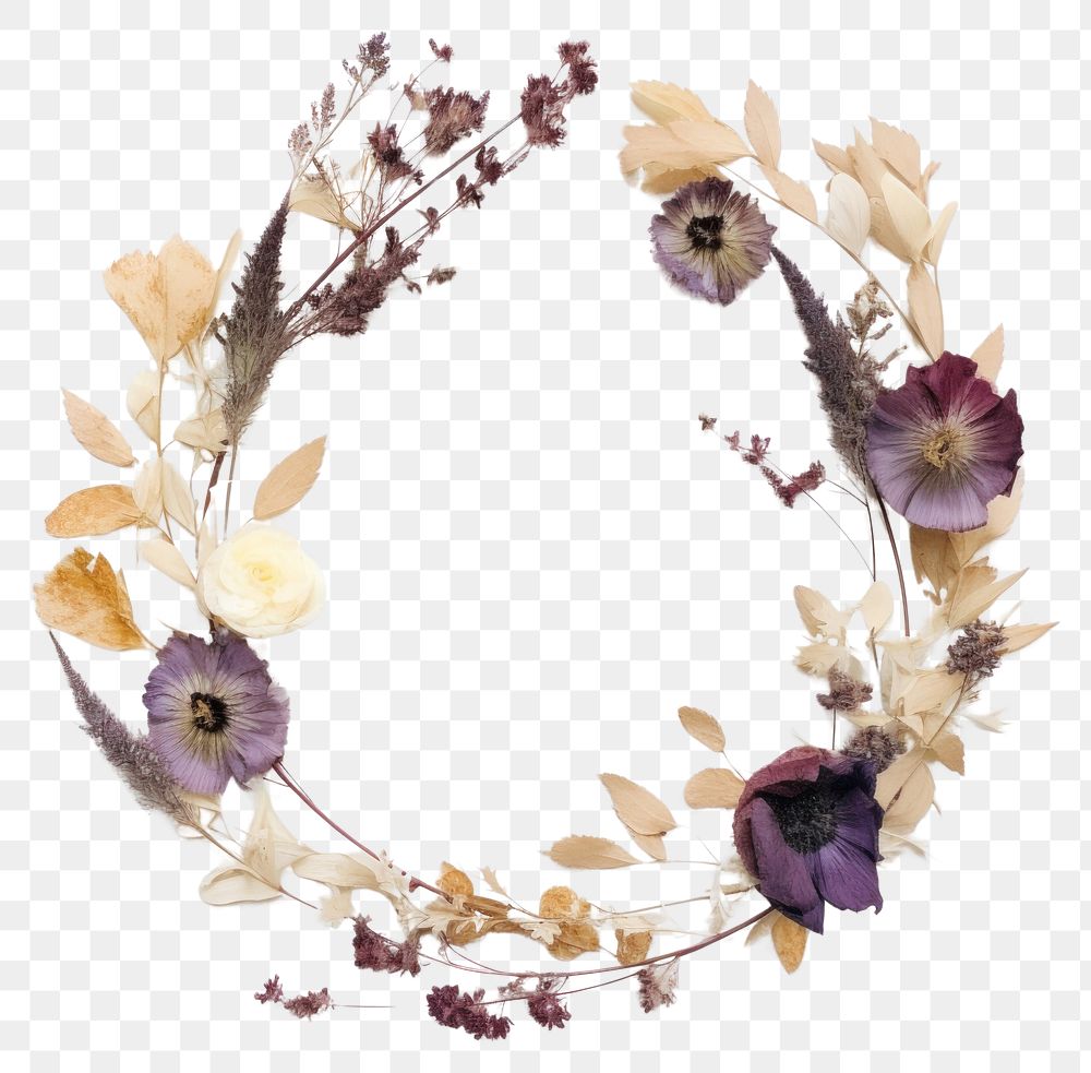 PNG Real Pressed Flowers jewelry wreath flower. AI generated Image by rawpixel.