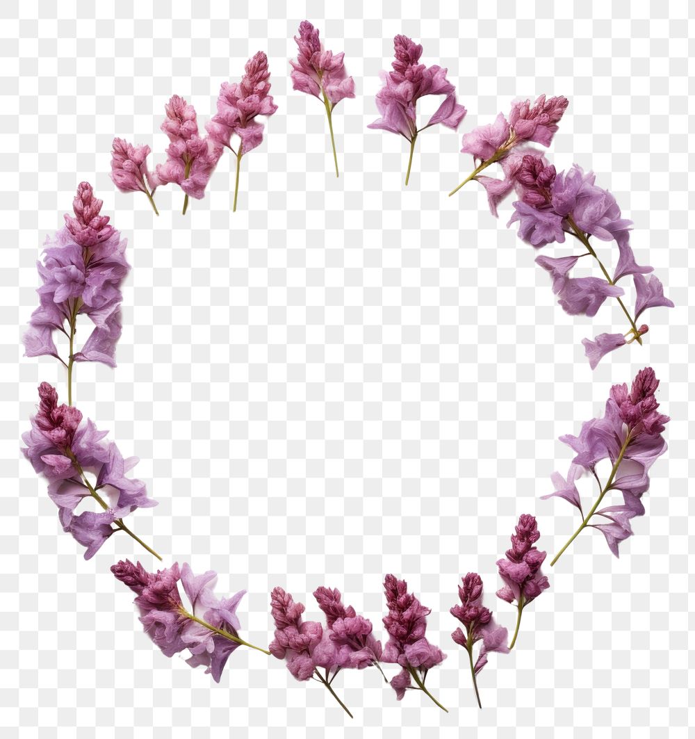 PNG Real pressed hyacinth flowers jewelry circle wreath. AI generated Image by rawpixel.