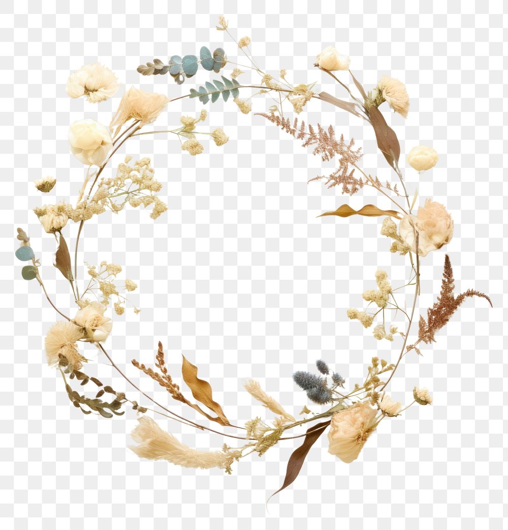 PNG Real pressed japanese flowers wreath art celebration. AI generated Image by rawpixel.