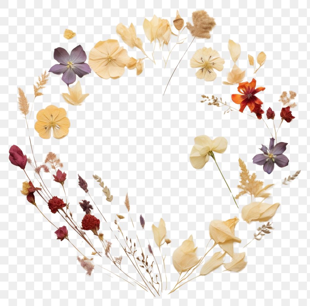 PNG Real pressed japanese flowers pattern circle wreath. AI generated Image by rawpixel.