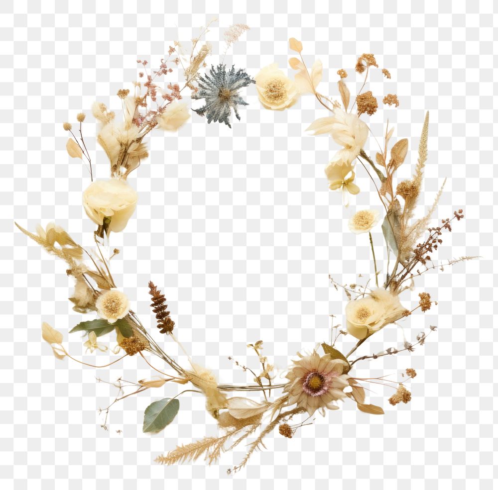 PNG Real pressed japanese flowers jewelry wreath celebration. AI generated Image by rawpixel.