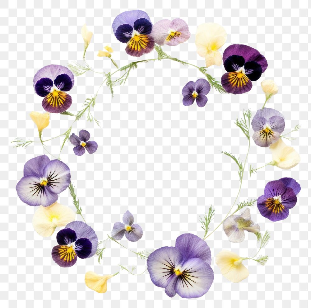 PNG Real pressed pansy flowers purple wreath petal. AI generated Image by rawpixel.