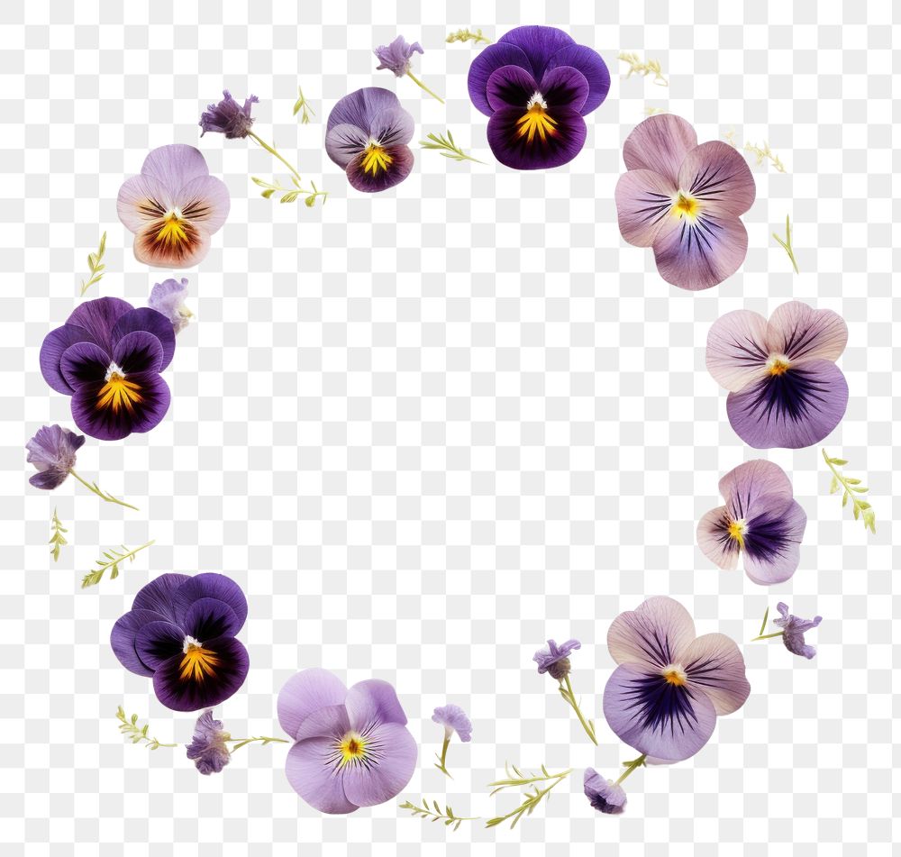 PNG Real pressed pansy flowers wreath circle purple. AI generated Image by rawpixel.