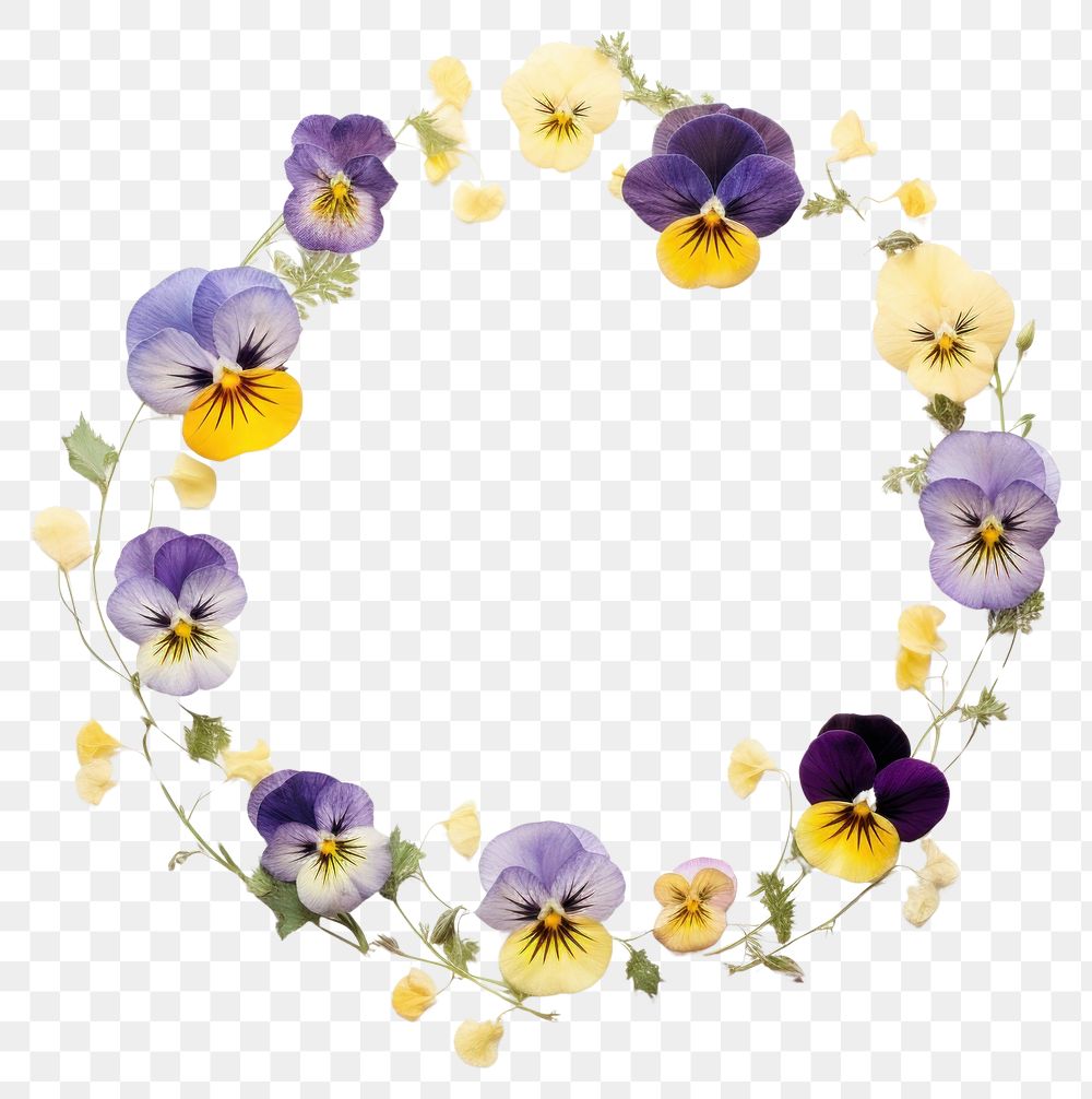 PNG Real pressed pansy flowers circle wreath purple. AI generated Image by rawpixel.