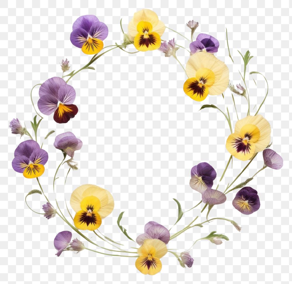 PNG Real pressed pansy flowers wreath petal plant. AI generated Image by rawpixel.