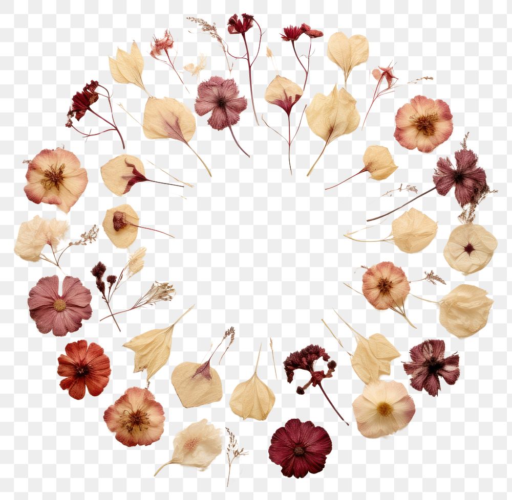 PNG Real pressed rose flowers pattern circle petal. AI generated Image by rawpixel.