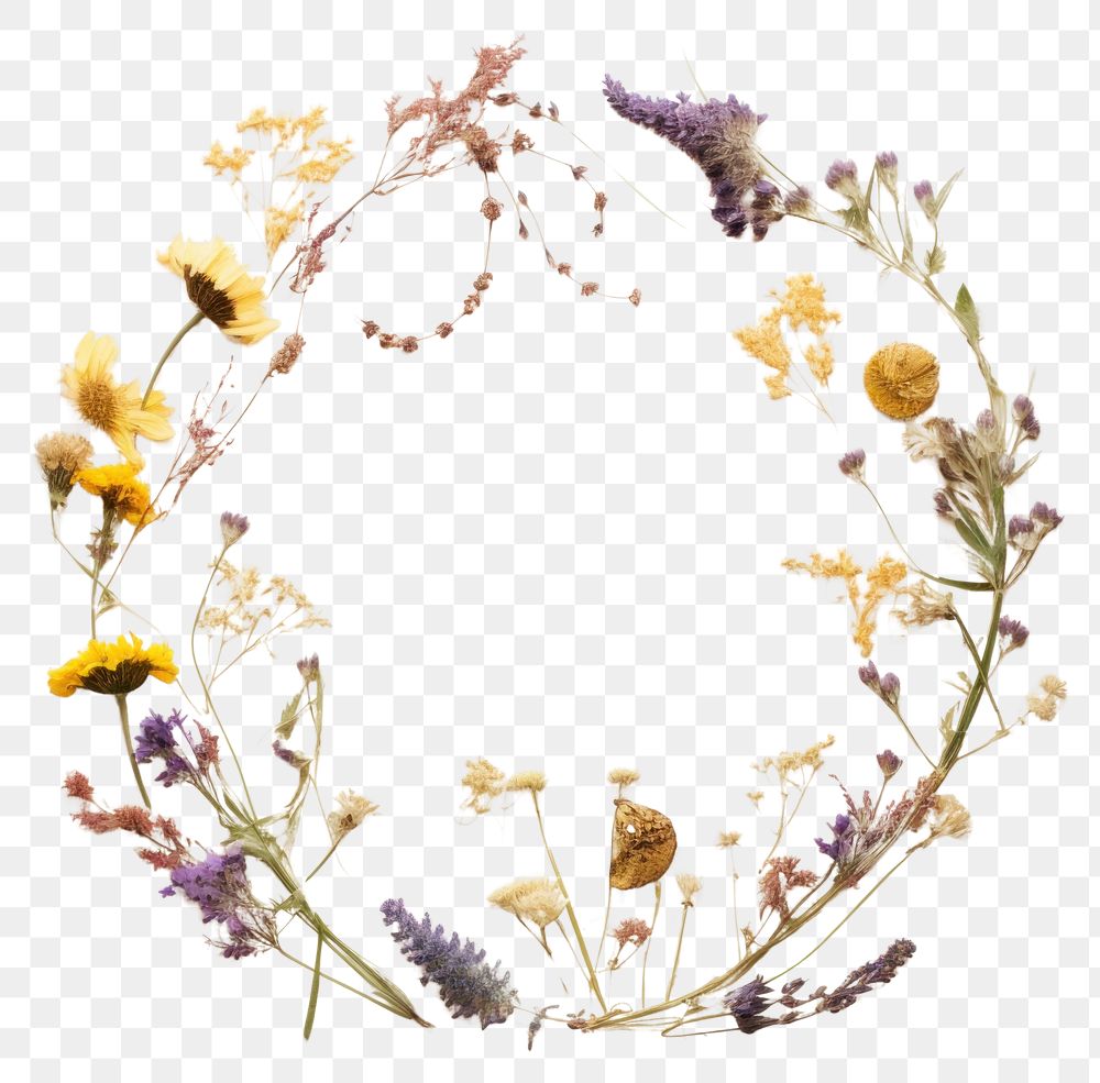 PNG Real pressed summer flowers lavender pattern circle. AI generated Image by rawpixel.