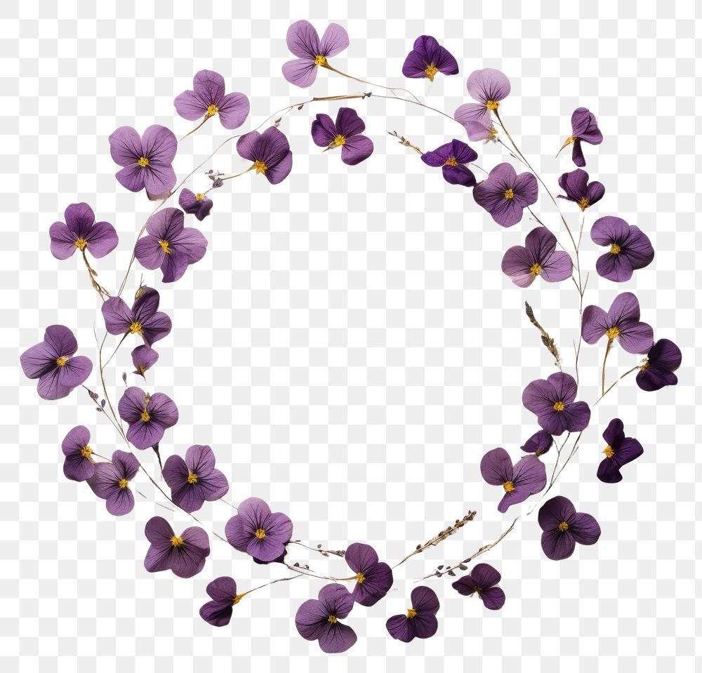 PNG Real pressed violet flowers jewelry wreath purple. AI generated Image by rawpixel.