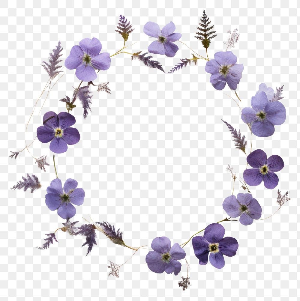PNG Real pressed violet flowers jewelry wreath purple. AI generated Image by rawpixel.