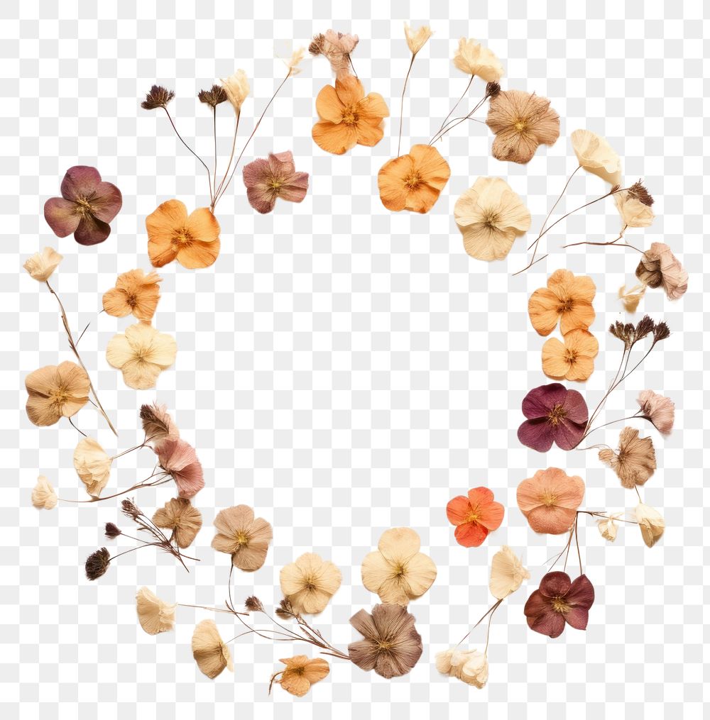 PNG Real pressed wallflowers circle petal plant. AI generated Image by rawpixel.
