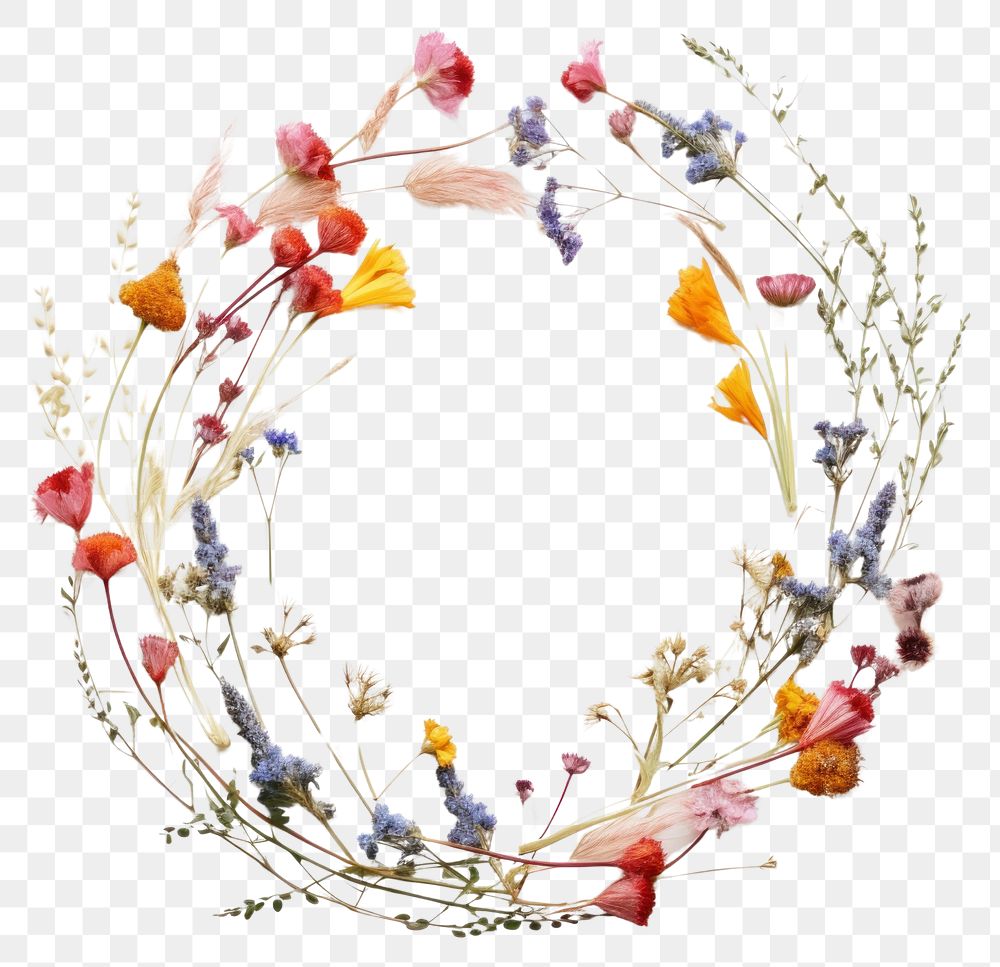 PNG Real pressed wildflowers wreath plant celebration. AI generated Image by rawpixel.