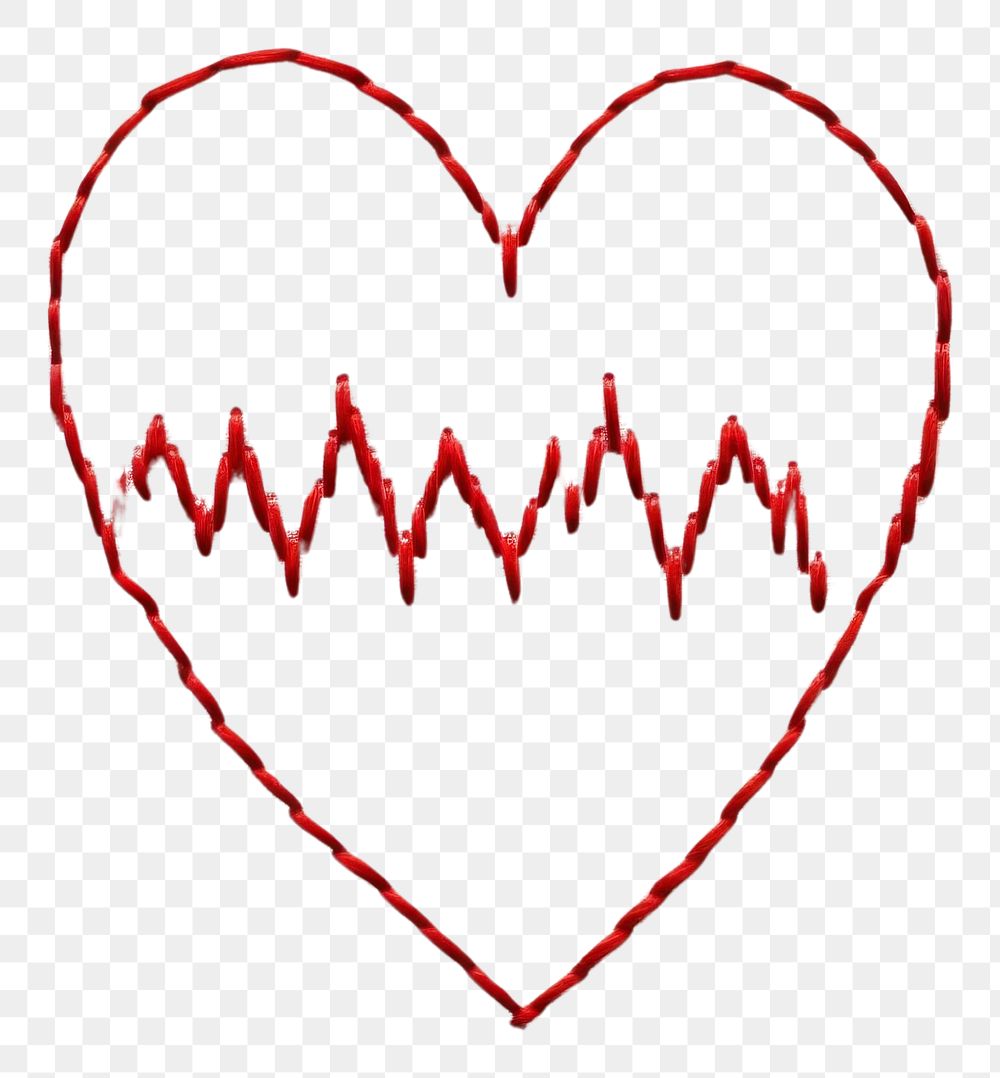 PNG  A heart with heart beat EKG graph embroidery pattern backgrounds. AI generated Image by rawpixel.