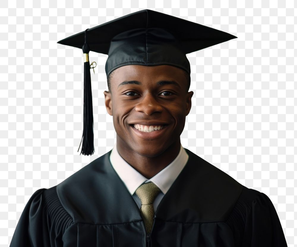PNG  African American man graduation portrait student. AI generated Image by rawpixel.