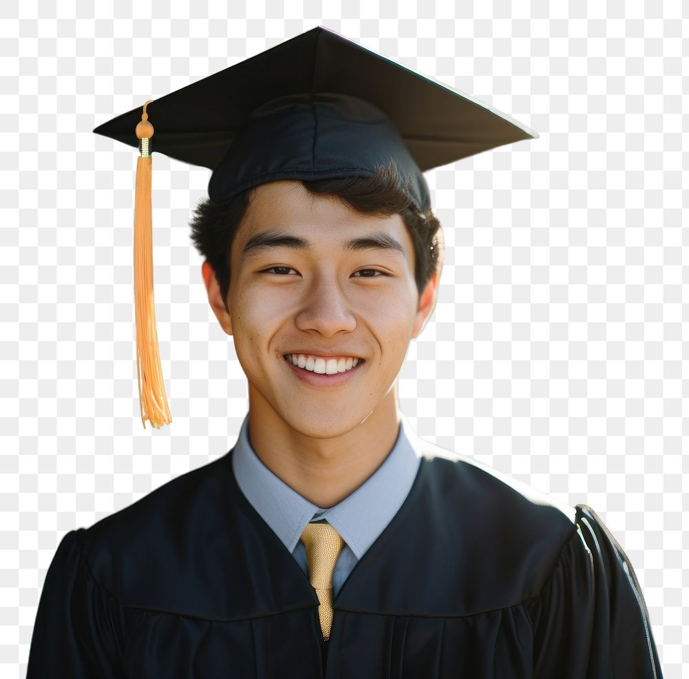 PNG  Half-Asian-american boy graduation portrait student. AI generated Image by rawpixel.