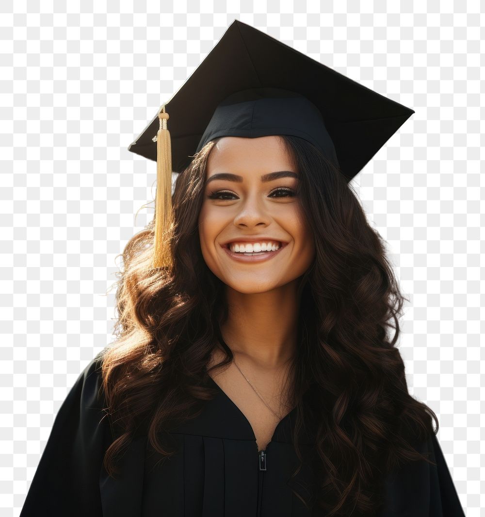 PNG  Hispanic woman graduation portrait student. AI generated Image by rawpixel.