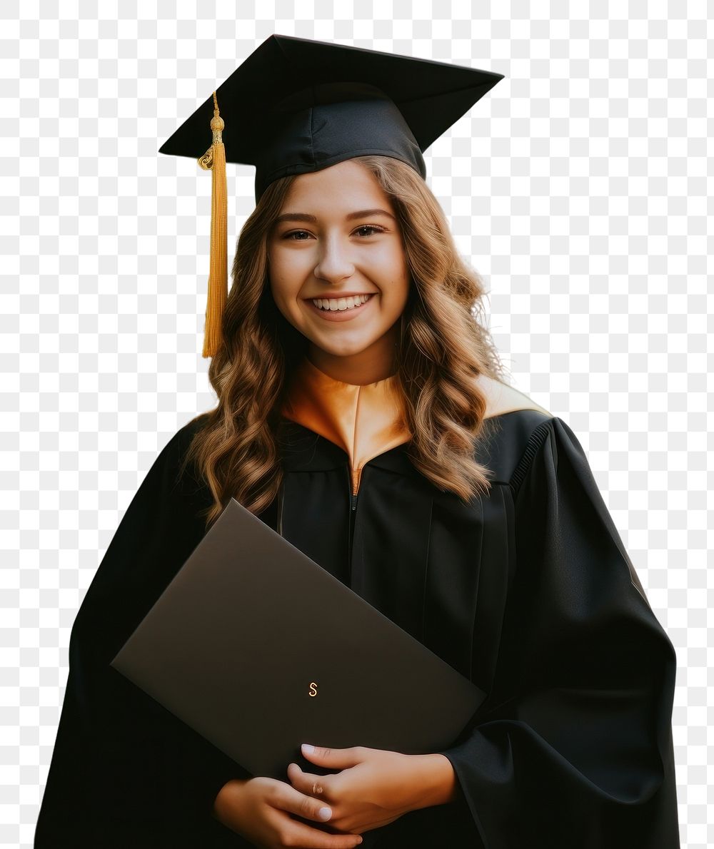 PNG  White girl graduation portrait student. AI generated Image by rawpixel.