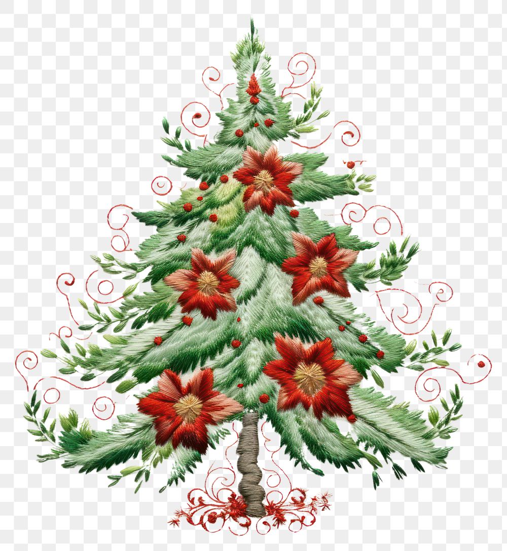 PNG Christmas tree embroidery needlework pattern.
