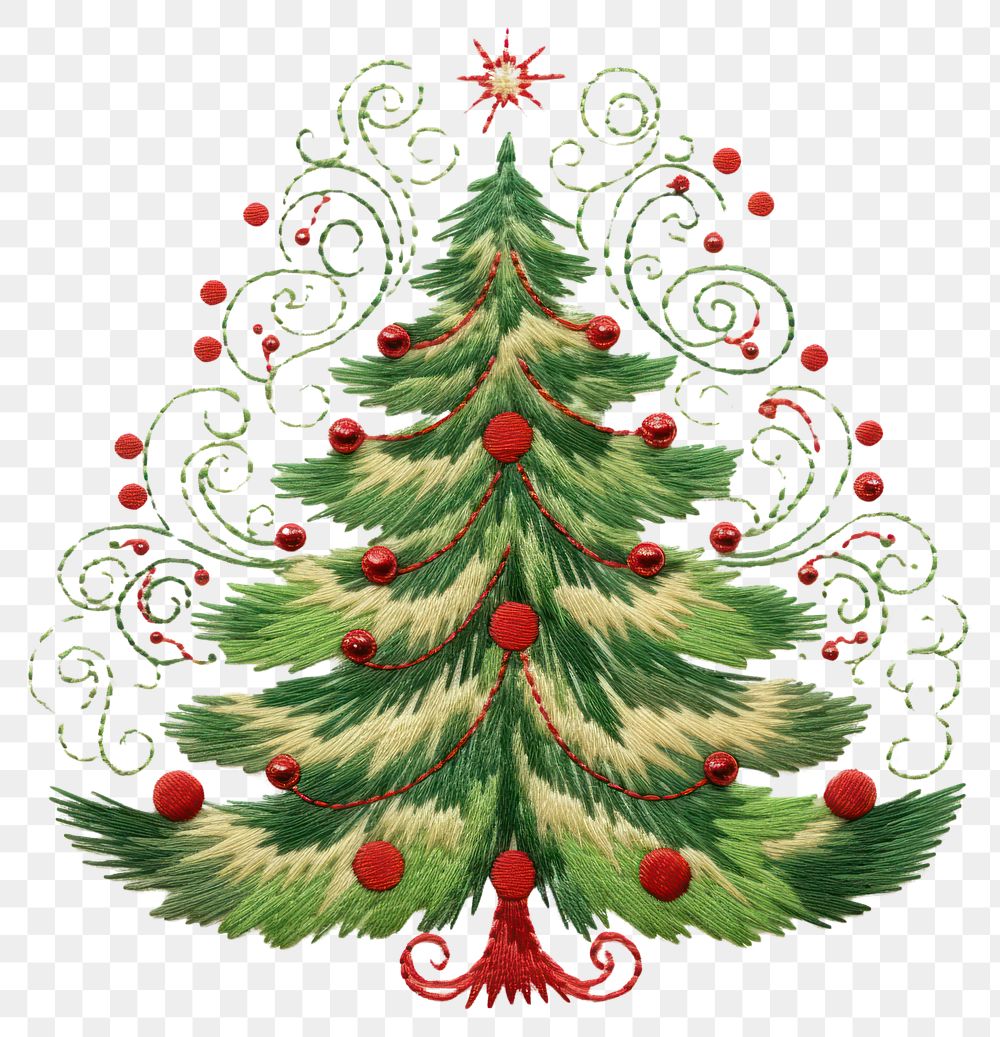 PNG Christmas tree embroidery needlework textile.