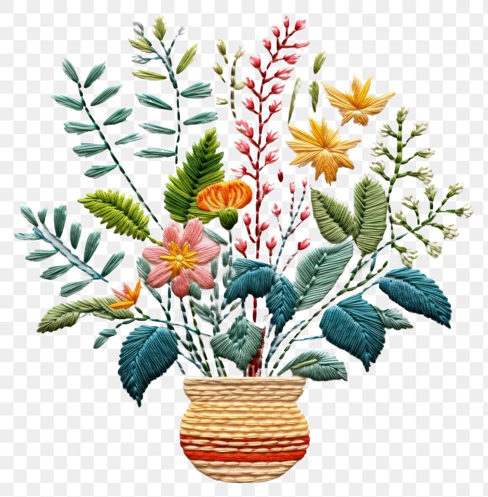 PNG Plant embroidery needlework pattern.