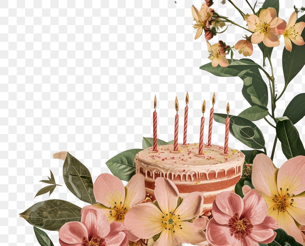 PNG Birthday cake ephemera border text dessert candle.