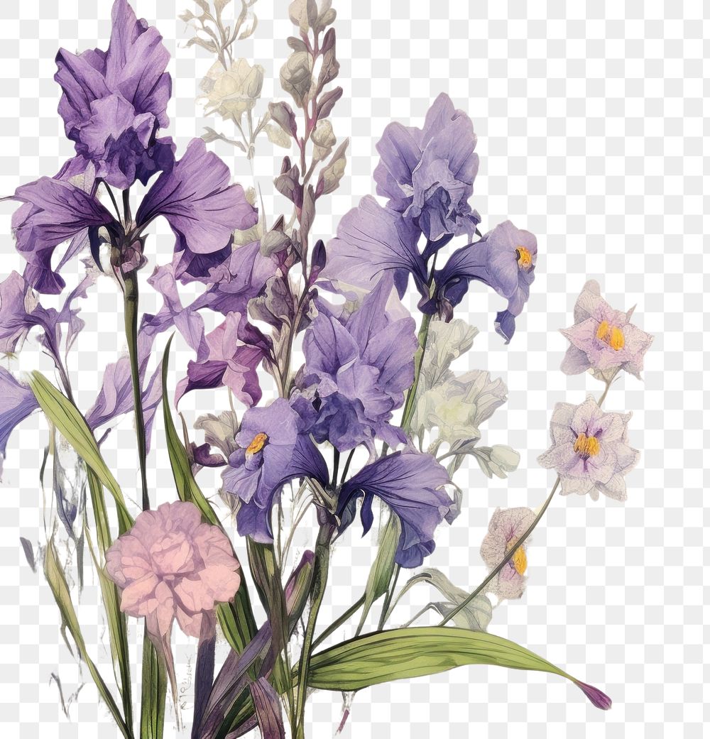 PNG Iris flower ephemera border backgrounds blossom purple
