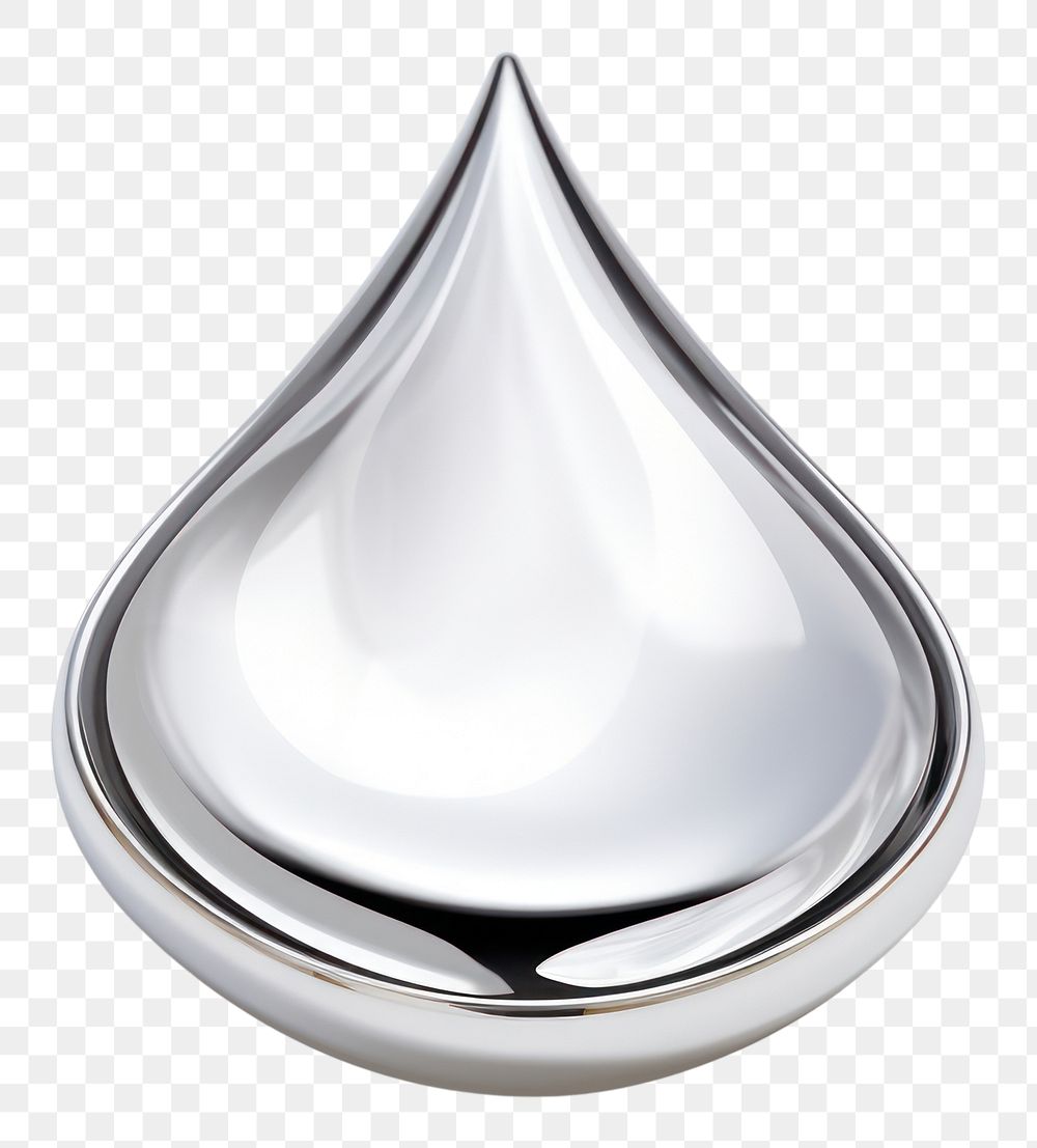 PNG Water drop Chrome material jewelry silver white background.