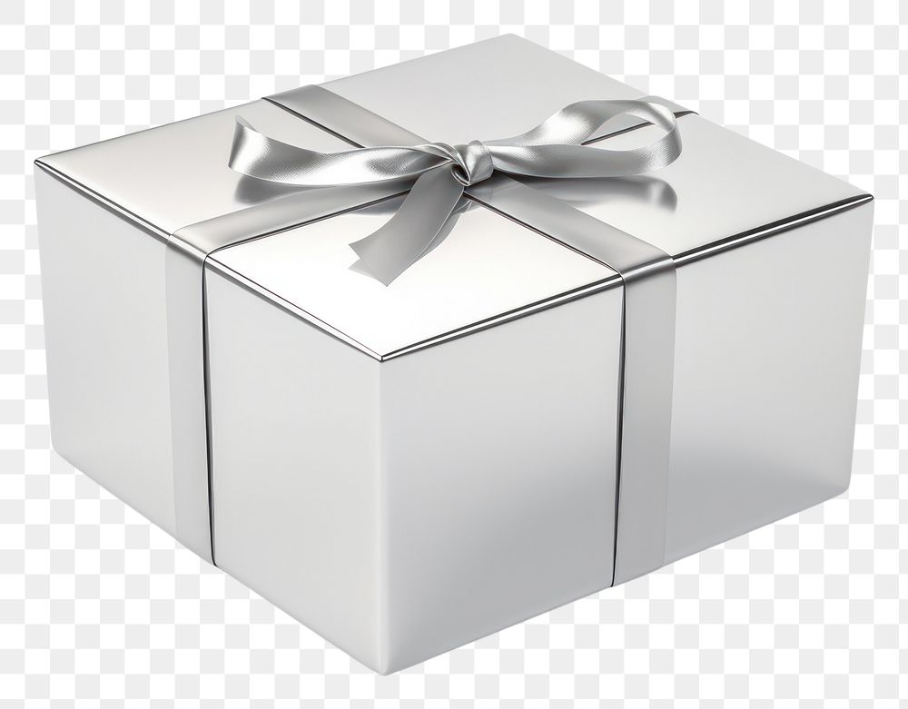 PNG Gift box Chrome material gift white background celebration.