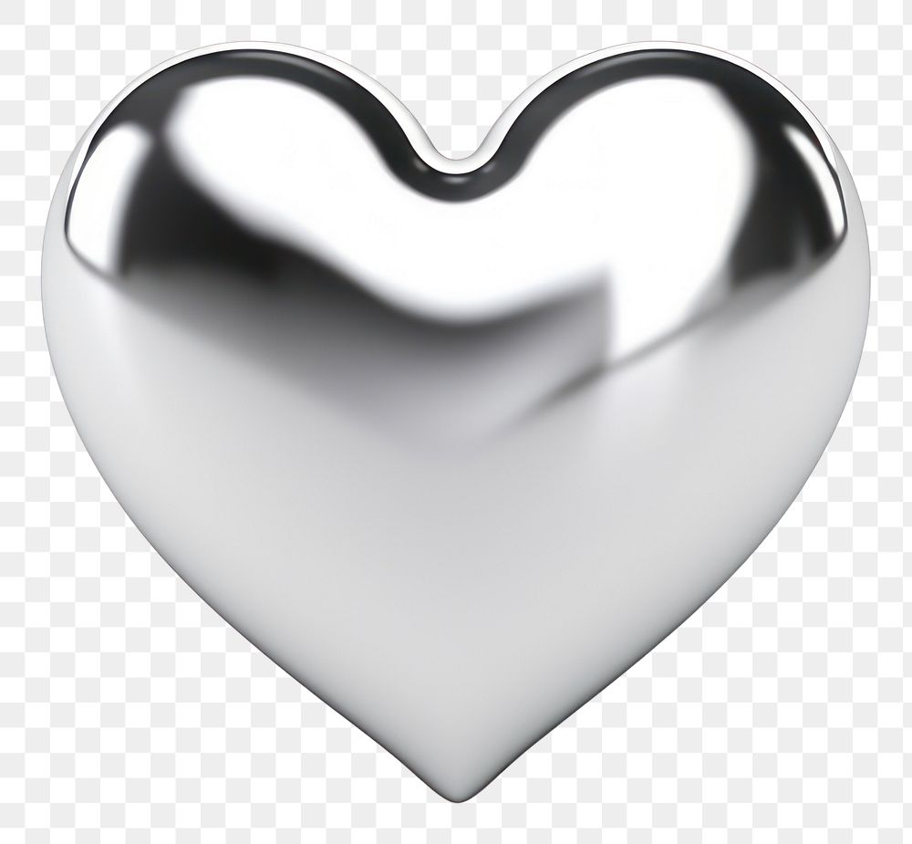 PNG Heart Chrome material heart white background platinum.