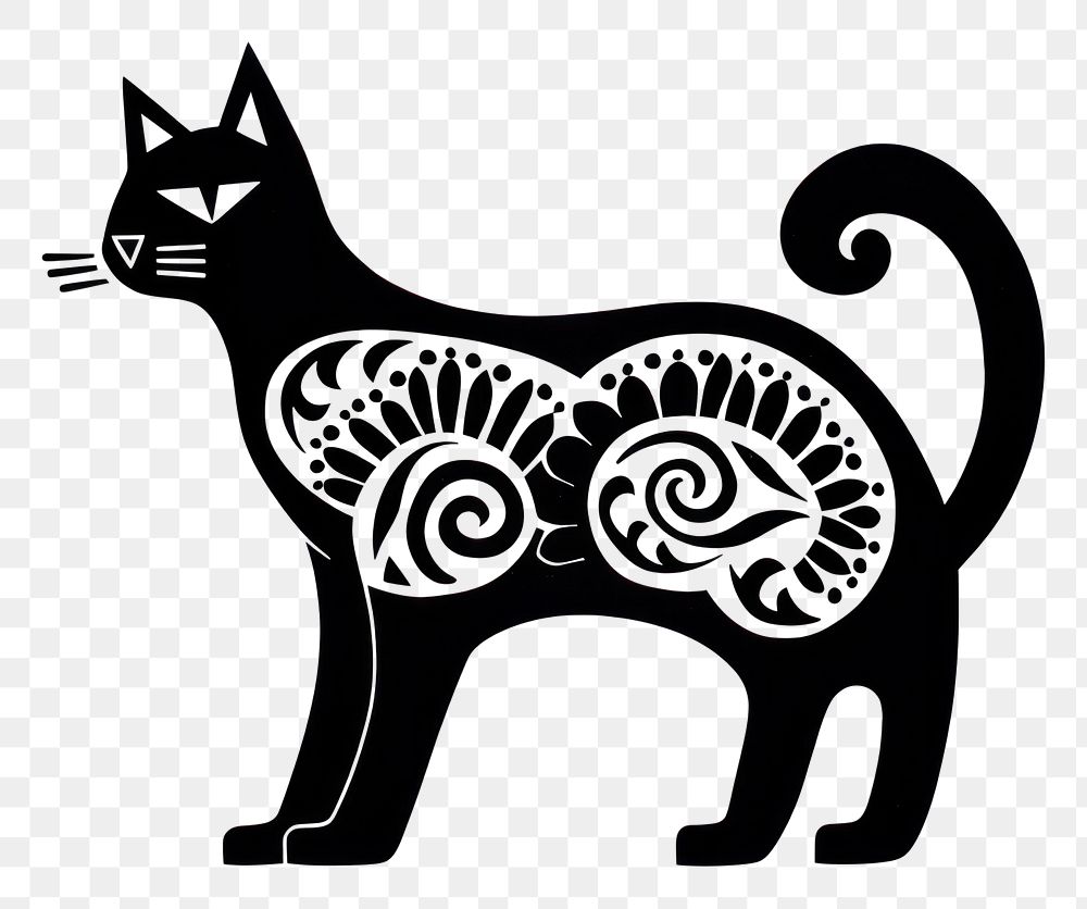 PNG Cat stencil mammal animal.