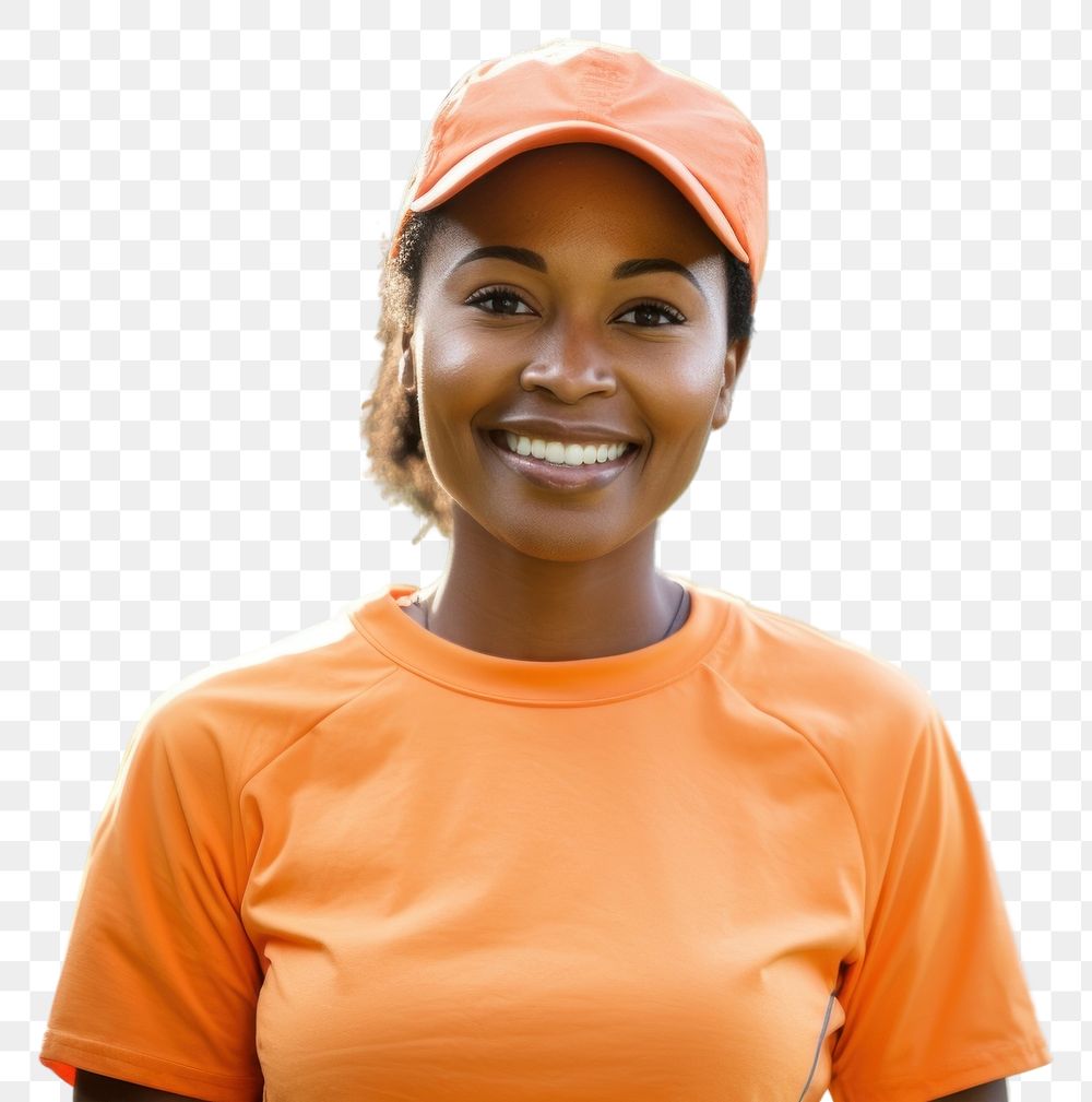 PNG  African american female volunteer outdoors smile exercising.