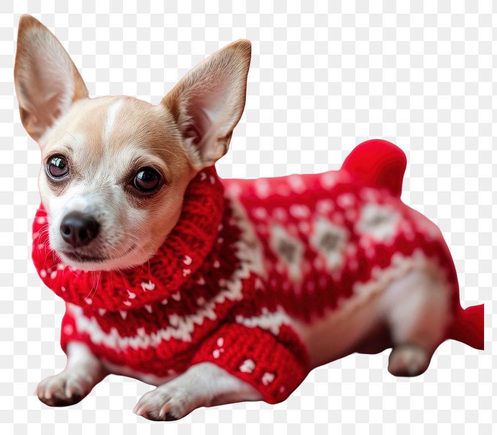 PNG Cute dog chihuahua christmas sweater. AI generated Image by rawpixel.