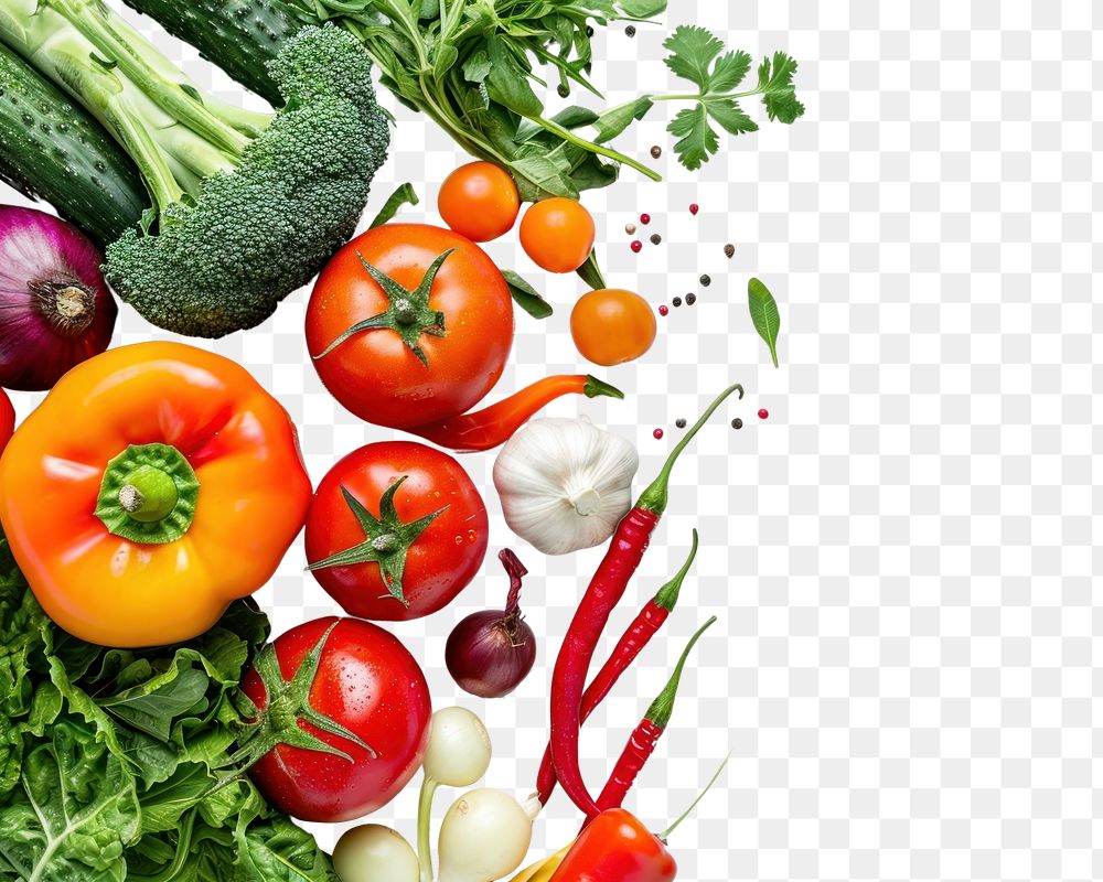 PNG  Fresh colorful organic vegetables food cauliflower ingredient.