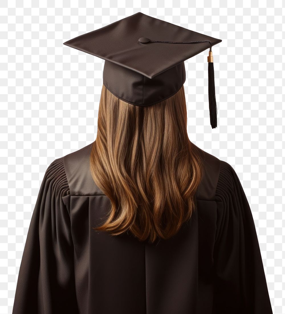 PNG  Woman with graduation cap diploma adult back. AI generated Image by rawpixel.