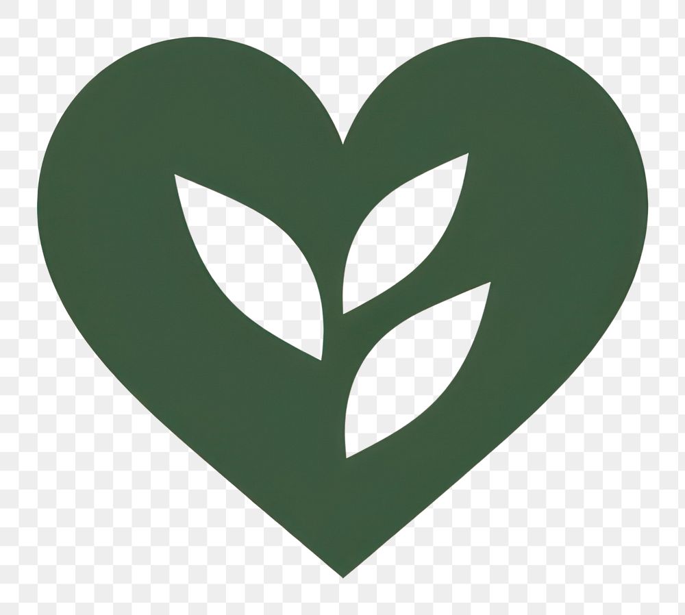 PNG  Heart with leaf icon symbol green logo.