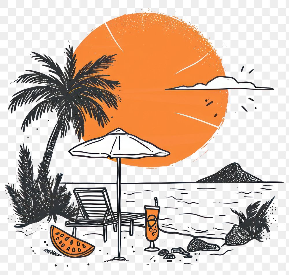 PNG Summer vibe drawing vacation outdoors. AI generated Image by rawpixel.