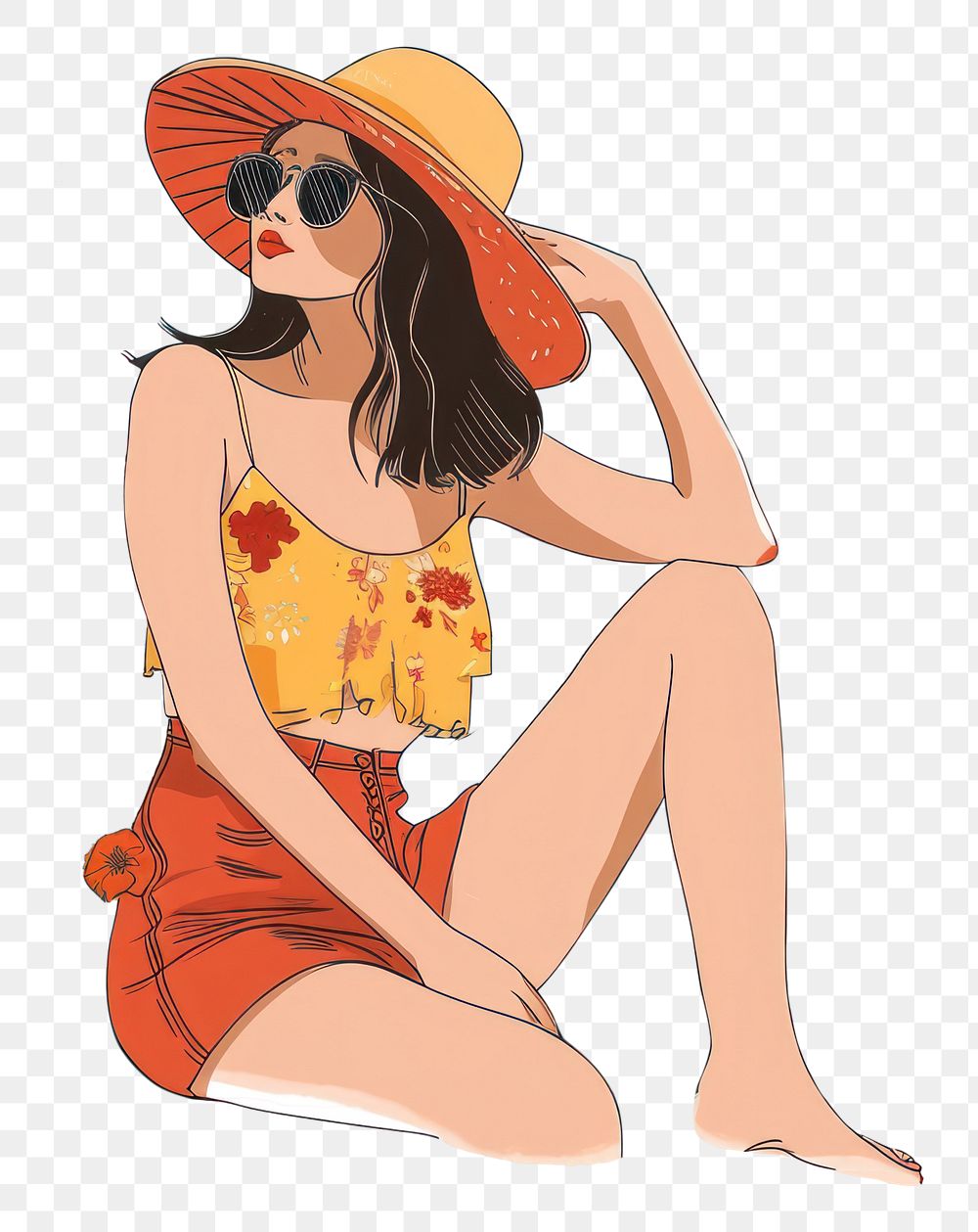 PNG Summer vacation drawing sketch adult. AI generated Image by rawpixel.
