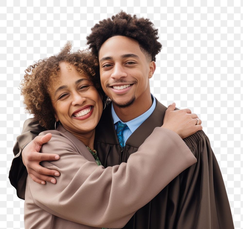 PNG  Graduation hugging portrait outdoors. AI generated Image by rawpixel.