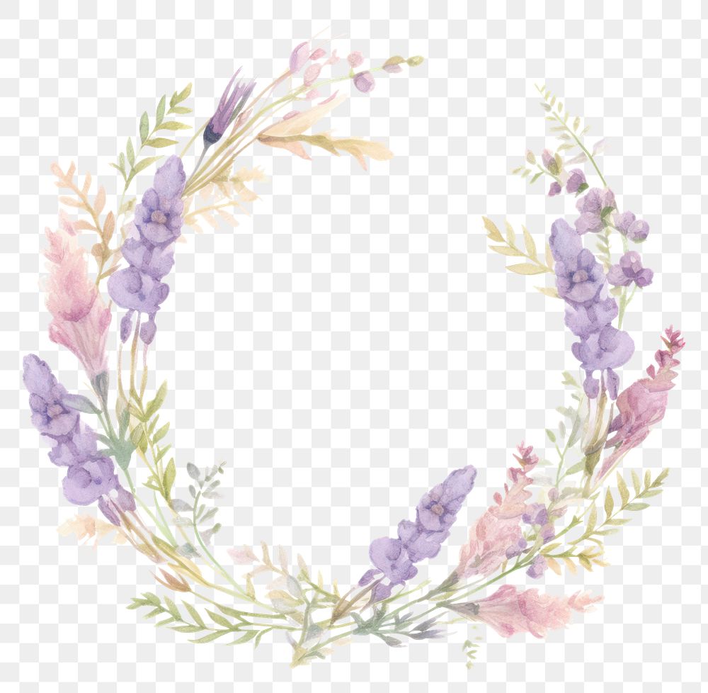 PNG  Lavender pattern flower wreath. AI generated Image by rawpixel.