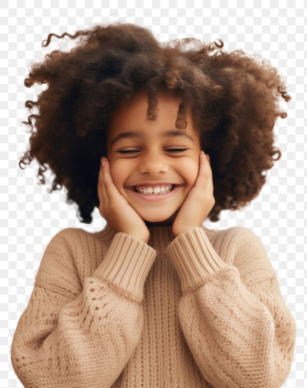 PNG  Black kid girl in sweater smiling laughing child smile. AI generated Image by rawpixel.