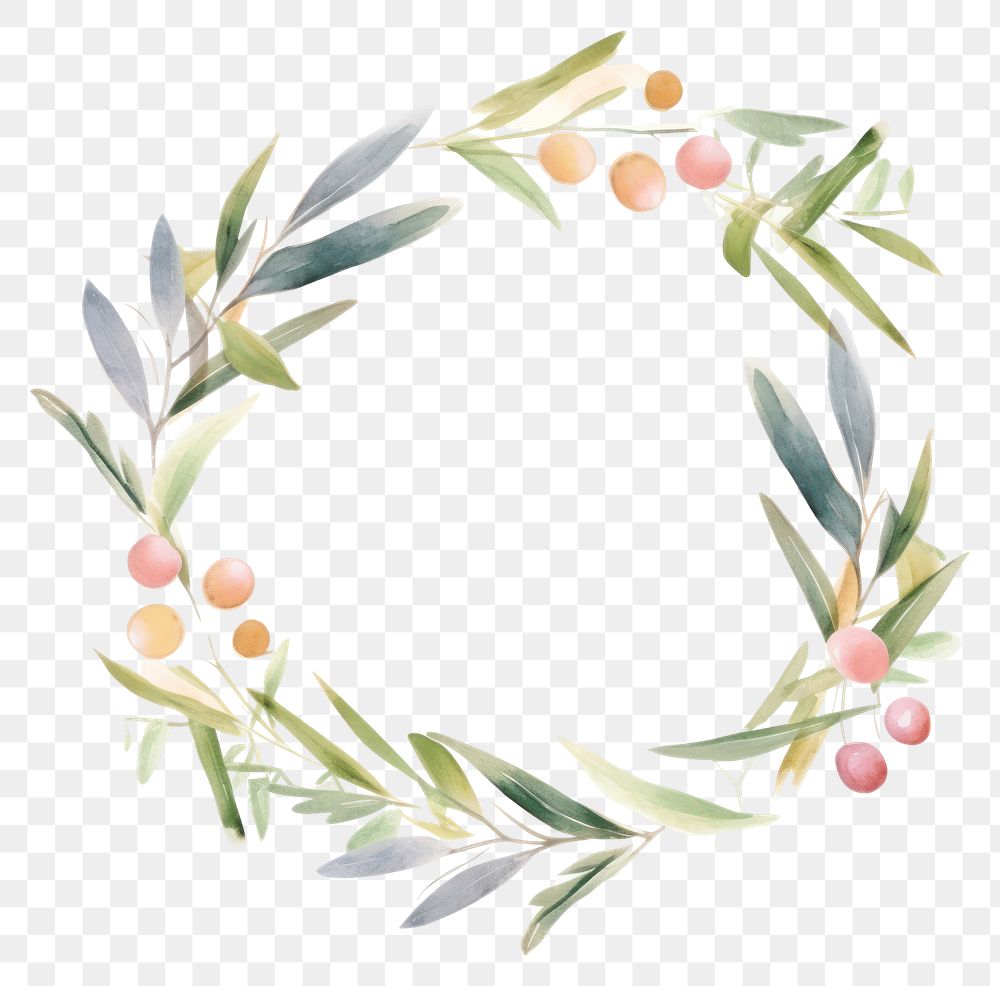 PNG  Olive branch wreath pattern plant. AI generated Image by rawpixel.
