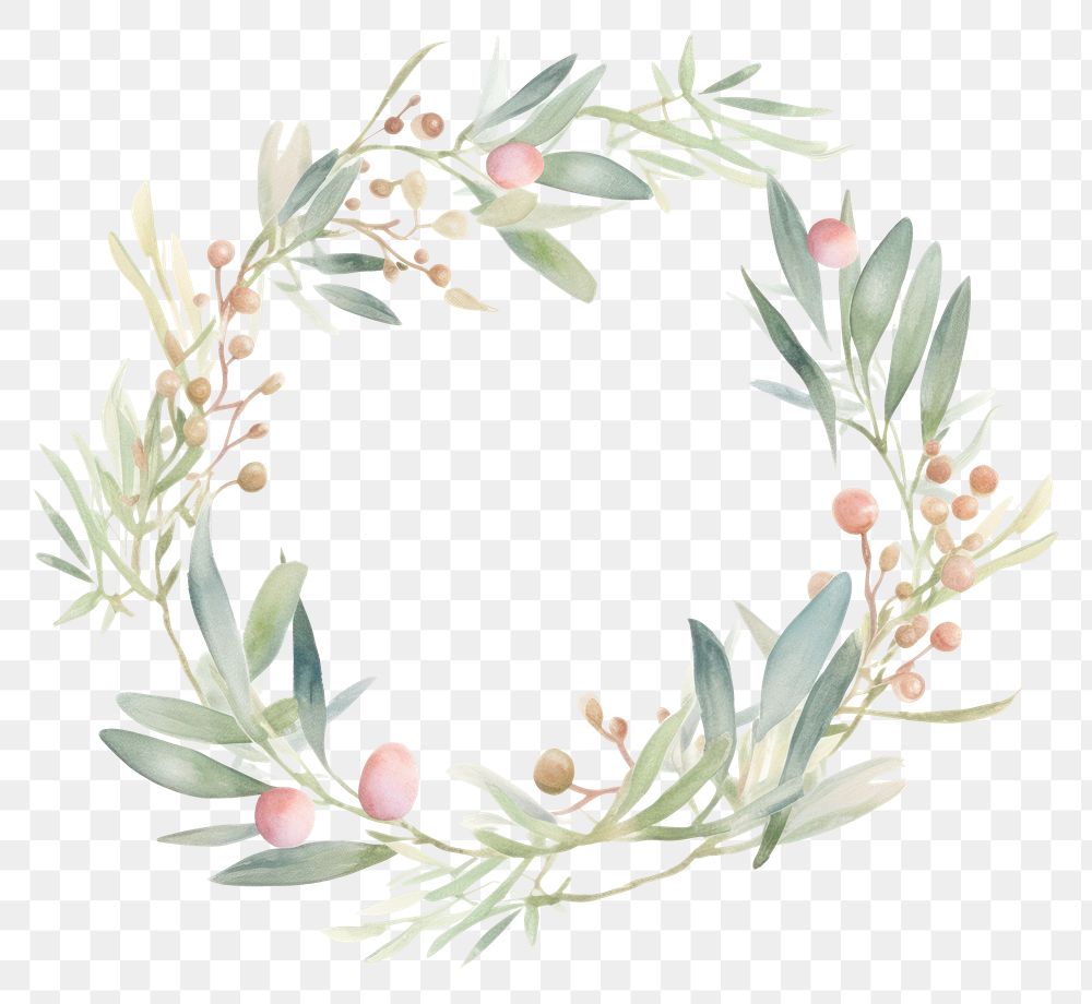 PNG  Olive branch wreath flower plant. AI generated Image by rawpixel.
