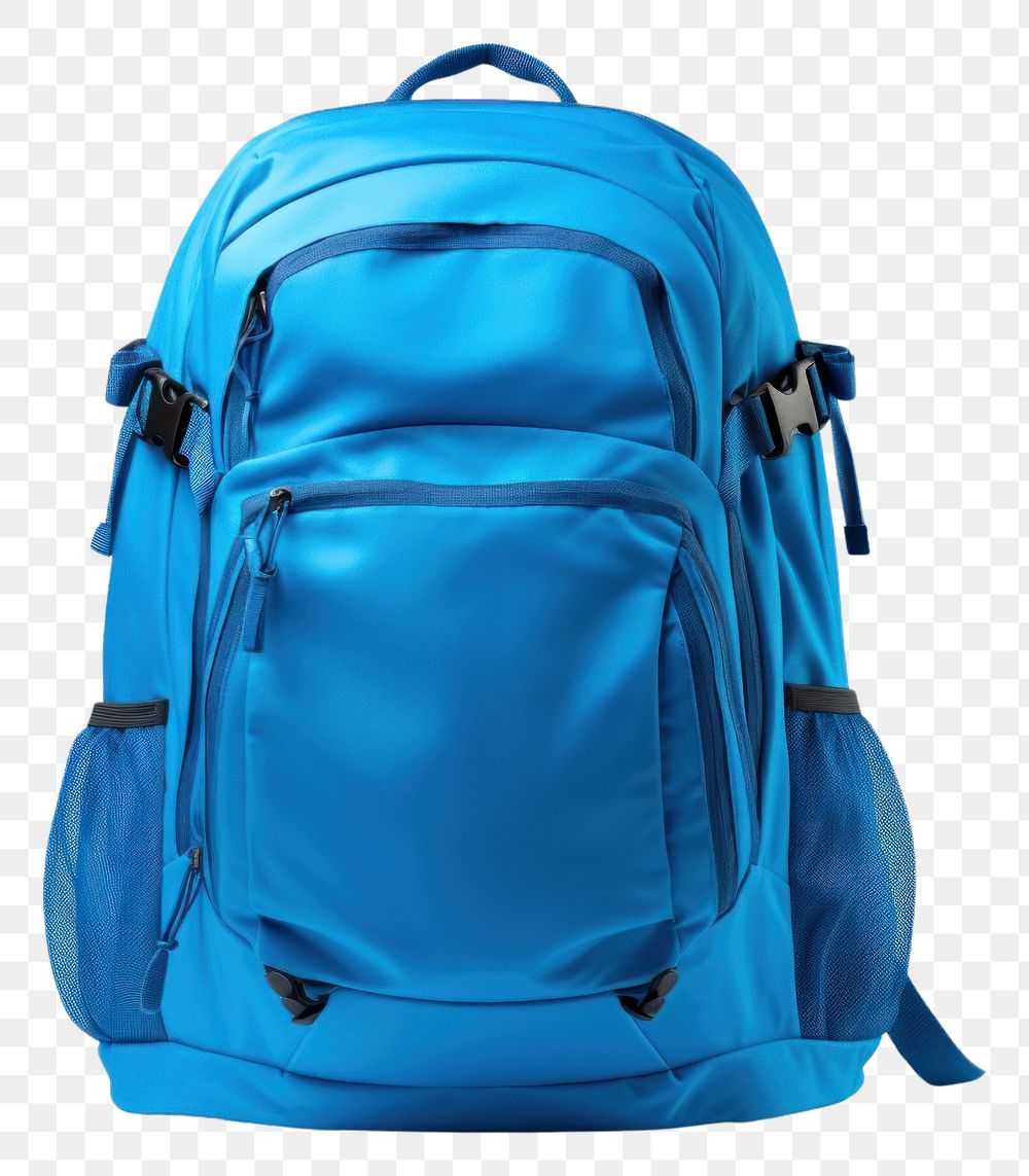 PNG Blue backpack bag white background turquoise.